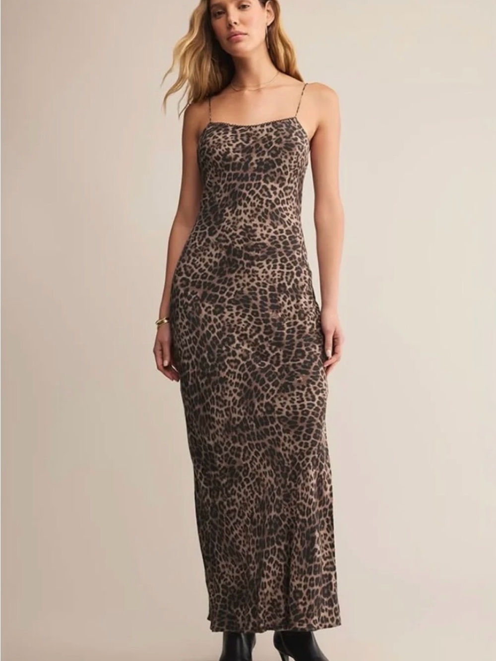 Z Supply Cielo Leopard Midi Dress Desert Tan Leopard Size L NWT